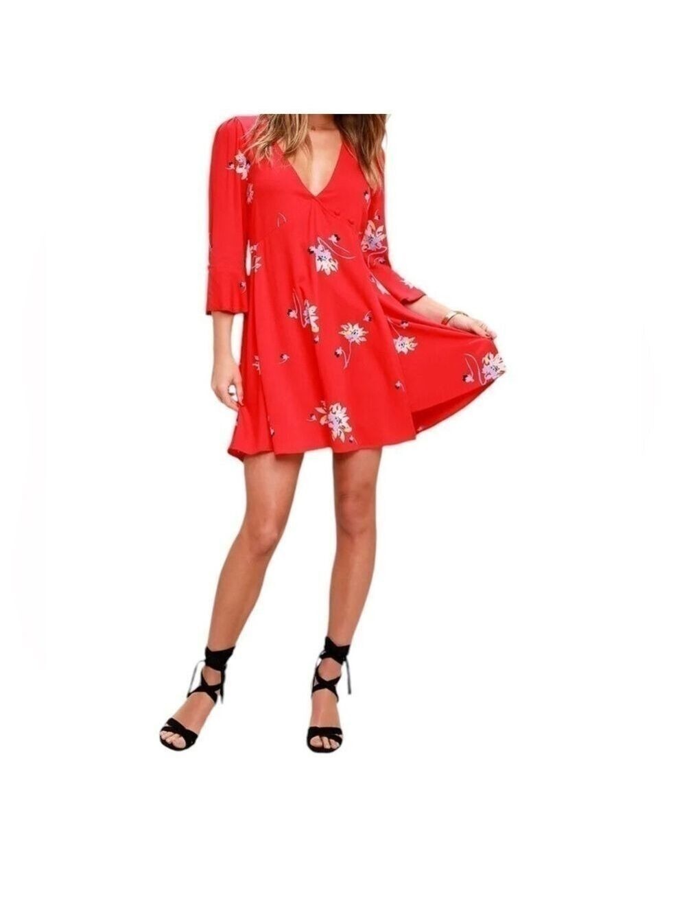 Free People Time on My Side Floral Print Wrap Dress Size M